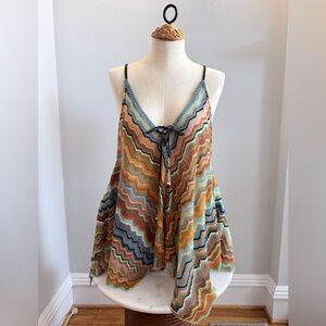 Vintage Free People Multicolor Zigzag Knit Tank Top